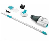 Intex, Aspirador Manual eléctrico ZR100, Spas y Piscinas hasta 5,49m, Batería Recargable, Autonomía 50 min, Mástil 2,39m, Cabezales Intercambiables, Incluye filtros y Cable USB, Limpiafondos (55272)