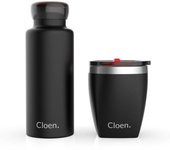 Cloen Botella de Agua Térmica con Vaso Negro