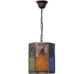 Colgante artesanal meknes 1xe27 marron/colores regx16,5d hexagonal