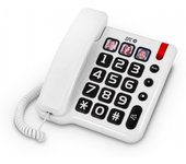 Teléfono fijo TELECOM 3294B, teclas grandes, SOS, color blanco