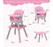 Costway Trona para Bebé Convertible 6 en 1 Silla Alta de Comedor Set de Mesa y Silla para Niños con Bandeja Cojín Desmontables 58 x 58 x 98 cm