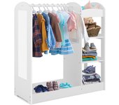 Costway Centro de Vestir para Niños con Espejo Perchero de Ropa Armario de Almacenamiento de Juguetes y Disfraces 93,5 x 38 x 100 cm