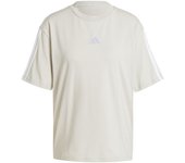 Camiseta adidas 3 bandas boyfriend mujer crema