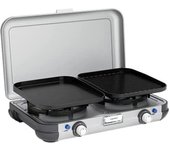 Campingaz Camping Kitchen 2 Grill & Go CV | Cocina Camping de gas, 2 fuegos, funciona con cartucho gas, 3,600 vatios, cocina cartucho con 2 placas de cocción regulables de forma continua