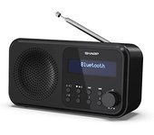 SHARP Radio digital portátil DR-P420 (DAB/DAB+/FM con RDS, USB, Bluetooth 5.0, funciones de despertador con conector de 3,5 mm), negra