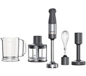 Kenwood Triblade XL+ HBM60.307GY, Minipimer con 3 Cuchillas Antisalpicaduras, Picadora 500ml, Varillas Metal, Accesorio Pasapurés y Vaso Medidor Plástico sin BPA, Apto para Lavavajillas, 1000W, Gris