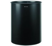 Brabantia Papelera cilíndrica para despacho, 15 litros, negro mate