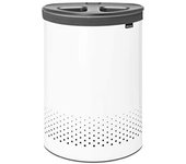 Brabantia - Cubo de ropa selector - Dos compartimentos de clasificación - Bolsa de ropa portátil en el interior - Apertura de caída rápida - Orificios de ventilación - Espacio eficiente - Blanco - 55L
