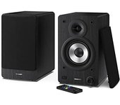 Sharp CP-SS30(BK) Pareja Altavoces estantería Activos 2vías, 60W RMS (2x30W) Carcasa Madera, Bluetooth v5.0, USB, óptica, Auxiliar, RCA, Ajuste Graves y Agudos, Rejilla extraíble, Mando a Distancia.