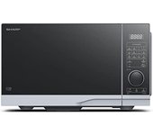 SHARP YC-PG254AE-S - Microondas convección con grill (900 W, 25 L, 10 niveles de potencia, función eco, descongelación, seguridad infantil), color plateado y negro