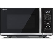 SHARP YC-QG254AE-B - Microondas con grill y tecnología Flatbed (Sin plato giratorio) 900 W, 25 L, 10 niveles de potencia, función eco-descongelado), color negro