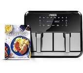 Princess 182074 Freidora sin Aceite con Doble Cesta, 1700 Watts, Capacidad de 8 Litros, Dual Cook, Fácil de Limpiar, 8 Ajustes Preprogramados, Negro