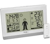 TFA Dostmann Weather Boy 35.1159.02 Estación meteorológica digital con sensor exterior, temperatura interior y exterior, fase lunar, color blanco