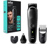 Braun Set de afeitadora corporal todo en uno para el cuidado de la barba de la serie 3, recortadora de barba 8 en 1, recortadora y cortapelos para hombre, 80 minutos Tiempo de ejecución inalámbrico, MGK3440, negro/gris