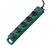 Brennenstuhl Super-Solid SL 554 regleta de enchufes con 5 tomas corriente para jardín (cable de 5 m, con interruptor, IP54, uso exterior) verde