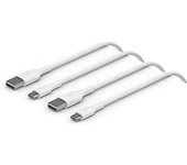 Belkin BoostCharge cable USB Tipo C (cable USB-C a USB-A para iPhone 16, iPhone 15, Samsung Galaxy S24, S23, Pixel, iPad Pro, MacBook, Nintendo Switch y otros), 1 m, paquete de 2 unidades, blanco