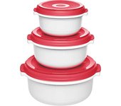 EMSA Micro Family 518999 Vajilla para microondas, Plástico, Blanco/Rojo