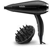 BaByliss D572DE Secador de pelo iónico con motor DC 2200W de potencia, 2 velocidades y 2 temperaturas más botón de aire frío, incluye boquilla estrecha y difusor, peso ligero 409 g, negro