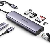 UGREEN Hub USB C Ethernet Gigabit RJ45 4K 30Hz HDMI Lector Tarjeta SD TF USB 3.0 PD 100W Carga Compatible con MacBook Pro Air M2 M1, iPad Pro Air, iPhone 15 Plus Pro MAX, Surface Pro 9, Galaxy Tab S9
