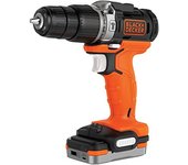 BLACK+DECKER Taladro Percutor 12V, Batería de Litio 1.5Ah, Portabrocas 10mm, 2 Velocidades, Par máximo 40Nm, Luz LED, Incluye Cable USB y Estuche - BDCHD12S1