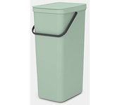 Brabantia - Cubo de Basura Sort & Go 3L - Pequeña Papelera de Reciclaje - Tapa en Posición Abierta - Encimera o Debajo de la Cocina - Bandeja para Restos de Comida - Light Grey - 19 x 14 x 18 cm