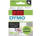 DYMO D1 - Etiquetas estándar - Negro sobre rojo - 24mm x 7m