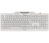 Cherry KC 1000 SC, Teclado de Seguridad con Cable y Lector de Tarjetas Integrado, Distribución Suiza (QWERTZ), Plug & Play (USB-A), Diseño Plano, Blanco-Gris