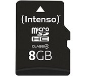 Intenso 3403460 Micro Tarjeta de Memoria SD 8 GB Grado 4 con SD Adaptador, Azul