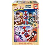 Educa - Spidey & Amazing Friends | Set de 2 Puzzles Infantiles de Madera con 16 Piezas Cada uno y Grandes Piezas. Medida aproximada una Vez montado: 26 x 18 cm. +3 años (19579)