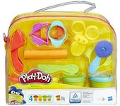 Play-Doh Set de Iniciación con 9 Accesorios como Tijeras, Rodillo y Moldes y 4 Botes de Plastilina No Tóxica, Juguetes Infantiles y Manualidades de Navidad para Niños y Niñas de 3 Años o Más