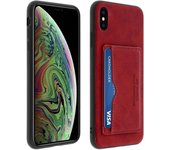 Avizar Funda Trasera de Silicona/Piel Sintética Roja Efecto Vintage para Apple iPhone XS Max
