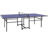 SPORTNOW Mesa de Ping-Pong Plegable con 4 Ruedas Red 2 Palas y 3 Pelotas para Interior y Exterior 274x152,5x75,5 cm Azul
