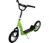 Homcom Patinete para Niños +5 Años Scooter 2 Neumáticos Inflables de Caucho con Frenos Manillar Ajustable 117x52x80-85 cm Verde   Aosom España
