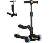 AIYAPLAY Patinete para Niños 2 en 1 con Altura Ajustable Ruedas Brillantes para +18 Meses Carga 50kg 58x31x64-79cm Negro   Aosom España