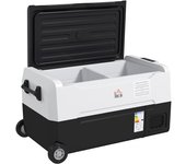 Homcom Nevera Portátil Eléctrica 30,5L -20℃ 12/24V DC y 100-240V CA con 2 Ruedas y Compartimento Congelador 72,6x39x37,3 cm Negro   Aosom España