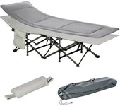 Outsunny Cama de Camping Plegable y Acolchada con Bolsillo Portaobjetos 188x64,5x53 cm Gris claro   Aosom España