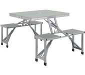 Outsunny Conjunto mesa y silla de camping plegable forma maleta picnic, aluminio, dim. 85,5L x 67,5l x 67H cm
