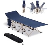 Outsunny Cama Plegable Camping con 1 Bolsillo Lateral Bolsa de Transporte y Marco de Acero Carga 150 kg 190x68x52 cm Azul   Aosom España