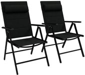 Outsunny 2 Sillas de Camping Plegables con Reposacabezas Reposabrazos y Marco de Aluminio Carga 130 kg 54x67x108 cm Negro   Aosom España