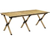 Outsunny Mesa de camping mesa de picnic mesa de jardín plegable de aluminio con tablero enrollable madera natural