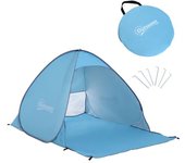 Outsunny Tienda de Playa para 1-2 Personas Pop-Up con Ventanas tipo Refugio con Protección Solar UV 200x150x119 cm Azul   Aosom España