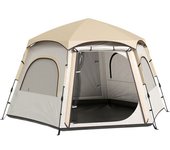 Outsunny Tienda de Campaña para 4 Personas con Fácil Montaje Protección UV y Bolsa de Transporte 280x240x155 cm Blanco y Beige