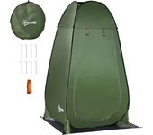Outsunny Tienda de Ducha Camping Portátil con Bolsillo Bolsa de Transporte y UV 20+ para Baño Inodoro 126x124x189 cm Verde Oliva