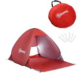 Outsunny Tienda de Playa para 1-2 Personas Pop-Up con Ventanas tipo Refugio con Protección Solar UV 200x150x119 cm Rojo   Aosom España