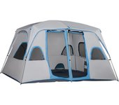 Outsunny Tienda de Campaña para 4-8 Personas con 2 Dormitorios 2 Bolsillos y Ventanas con Malla Impermeable 400x275x210 cm Gris