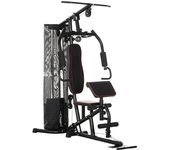 Homcom Máquina de Musculación con Pesas Ajustables de 45 kg Prensa de Pecho y Piernas Polea 170x104x205 cm Negro