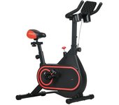 SPORTNOW Bicicleta Estática con Volante Inercia 4 kg Resistencia Ajustable Pantalla LED Silencioso Asiento Ajustable Rojo y Negro