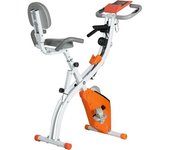 Homcom Bicicleta Estática Plegable Ajustable con Pantalla LCD y Asiento con Respaldo Peso máximo 120 Kg 97x51x115 cm Naranja y Blanco   Aosom España