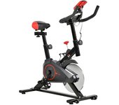 Homcom Bicicleta Estática con Pantalla LCD Volante Inercia de 6kg con Pulsómetro Sillín y Manillar Ajustables 85x46x114 cm Negro y Rojo   Aosom España