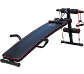 Homcom Banco de Abdominales Altura Ajustable Banco de Musculación para Fitness Carga 120kg con 2 Cuerdas y 1 Tirador de Resorte   Aosom España